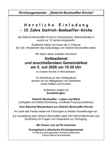 10 Jahre Dietrich-Bonhoeffer-Kirche Wenzenbach