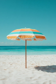 Ein Sonnenschirm am Strand